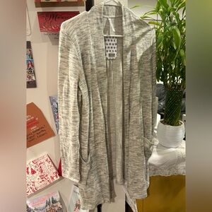 Piphany Collette Heathered Gray Open-Front Cardigan